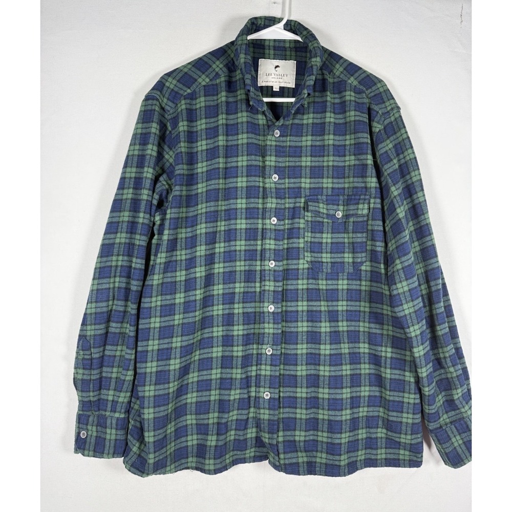 Lee Valley Ireland Flannel Shirt Size Men Large Tartan Plaid Blackwatch Scottish
